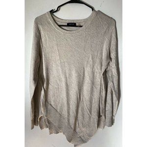 Verve Ami Womens Long Sleeve Medium Asymmetrical Oatmeal Beige Neutral Sweater